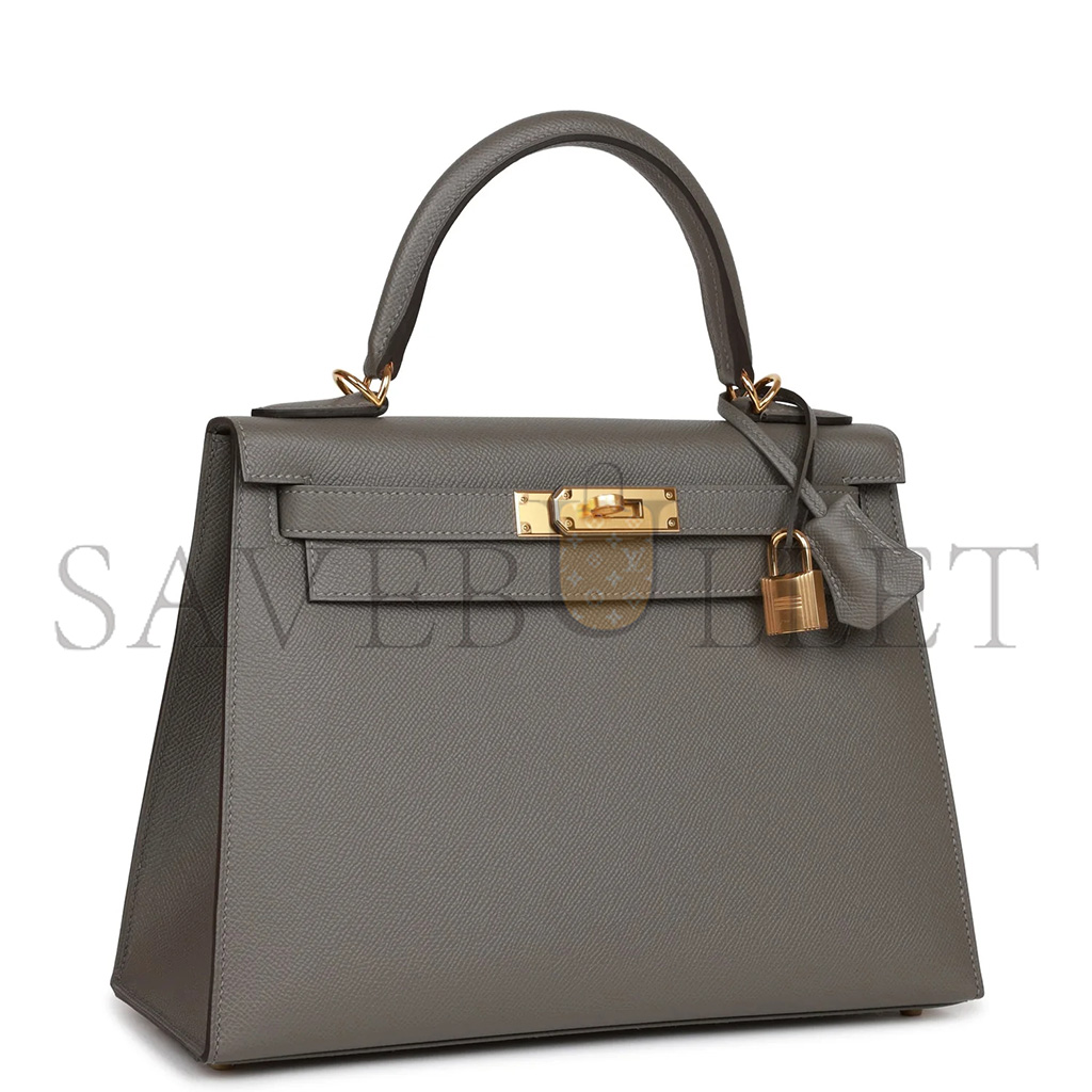 HERMÈS MASTER KELLY SELLIER 28 GRIS MEYER EPSOM GOLD HARDWARE (28*22*10cm)